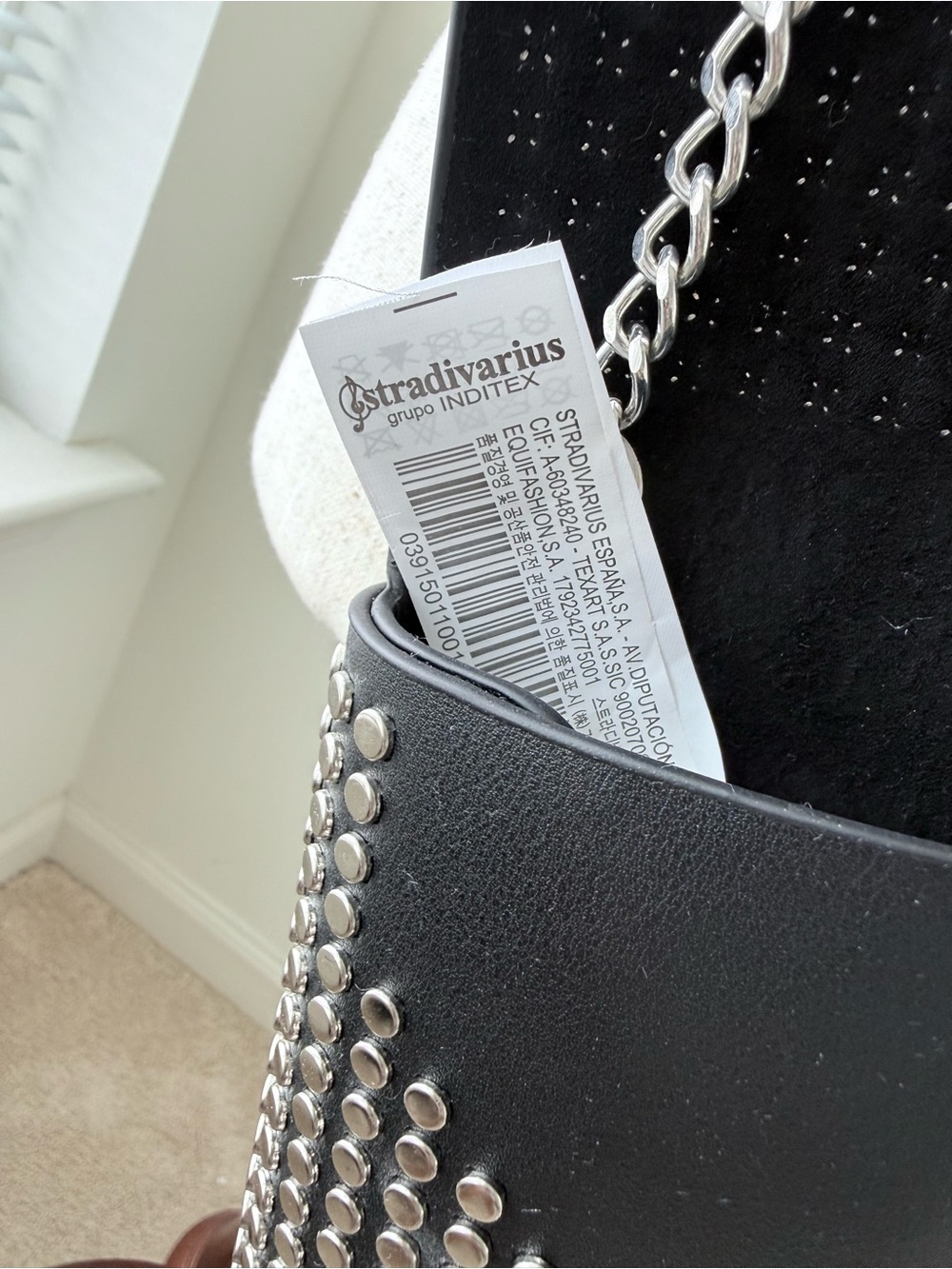 Stradivarius Black Studded Mini Crossbody Bag with Chain - Picture 9 of 13